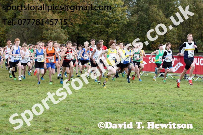 Boys under-13s National Cross Country Relay, Berry Hill Park, Mansfield. Photo:  David T. Hewitson/Sports for All Pics